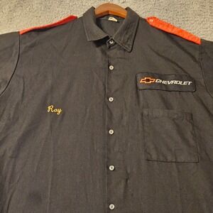 Vintage Simpson Chevrolet Racing Crew Shirt Mens XL Ray-San Racing Black Red USA